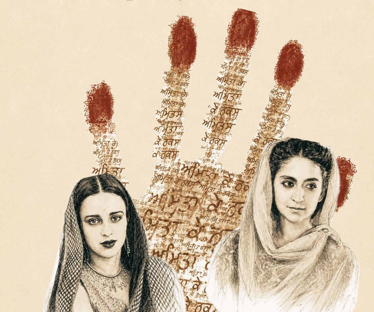 The two Amritas — poetry and paint held in a calligraphed hand